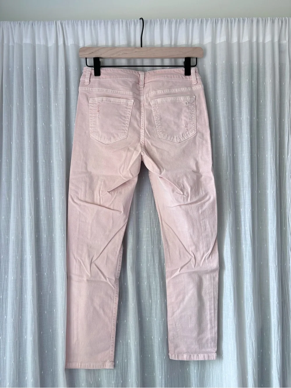 Michael Kors Pale Pink Izzy Cropped Skinny Distressed Jeans